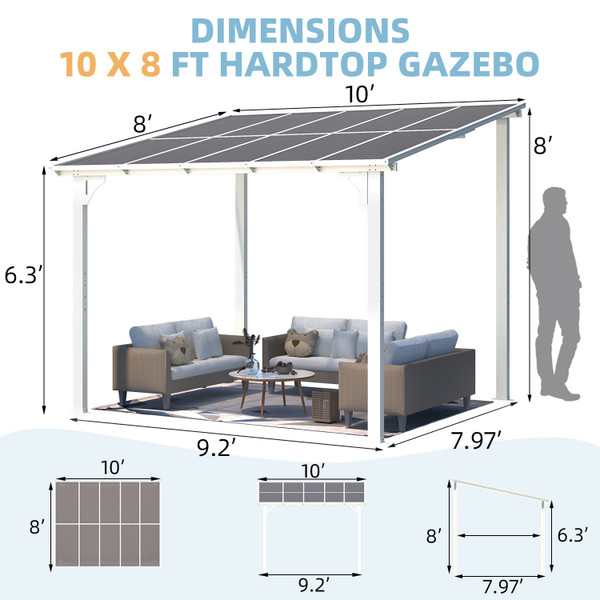 Wall-Mounted Patio Gazebo with Roof product image