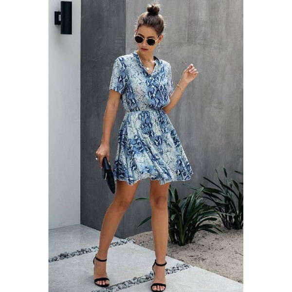 Women's Wild Print Drawstring Mini Dress product image