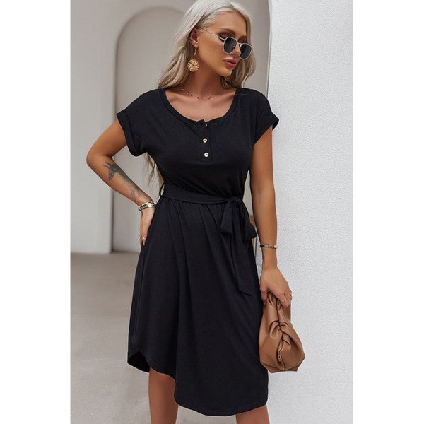 Women's Henley Front Short Sleeve Easy Dress product image
