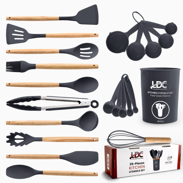 35-Piece Wooden Non-Stick Kitchen Utensils Set, BPA-Free product image