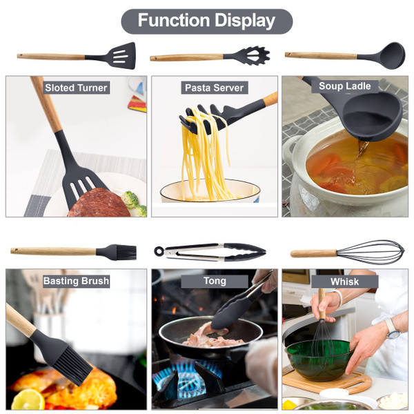 35-Piece Wooden Non-stick Kitchen Utensils Set, Bpa-free product image