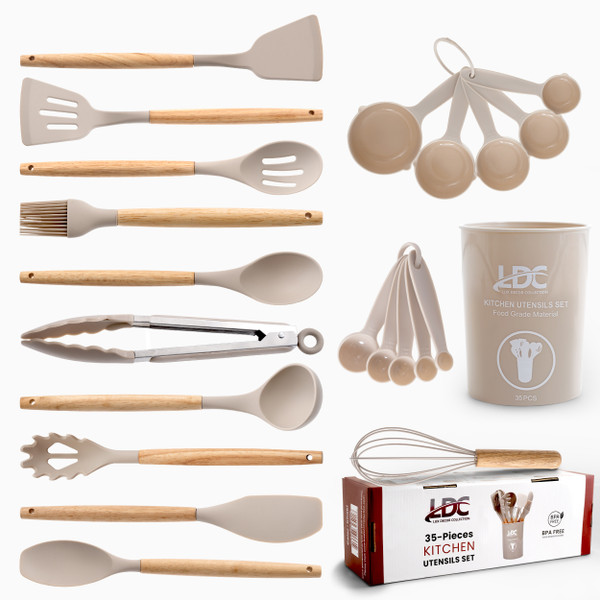 35-Piece Wooden Non-stick Kitchen Utensils Set, Bpa-free product image