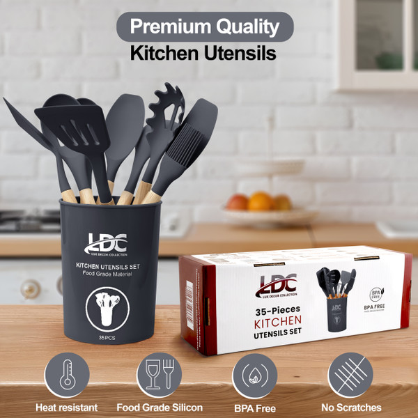 35-Piece Wooden Non-stick Kitchen Utensils Set, Bpa-free product image