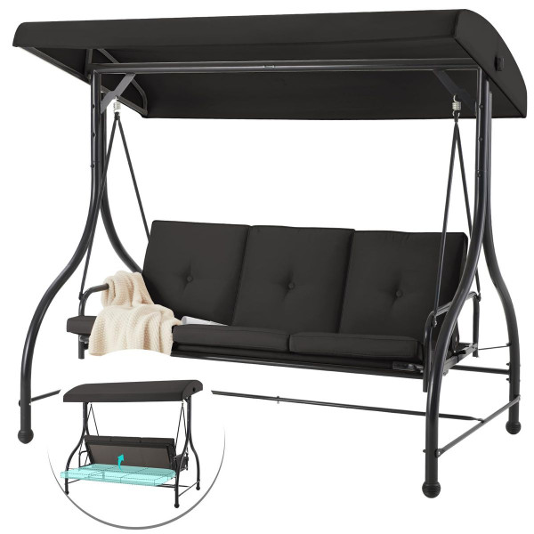 3-Seat Outdoor Swing Hammock with Adjustable Tilt Canopy product image