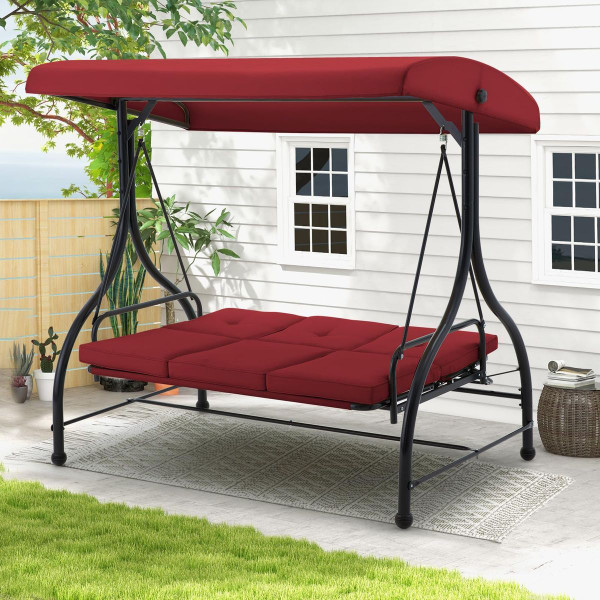 3-Seat Outdoor Swing Hammock with Adjustable Tilt Canopy product image