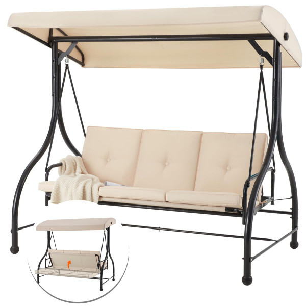 3-Seat Outdoor Swing Hammock with Adjustable Tilt Canopy product image