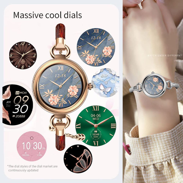 Ladies Smart Watch for Women Full Touchscreen Smartwatch Activity Fitness Tracker Calorie Step Counter,Female Body Monitor Color Gold And White product image