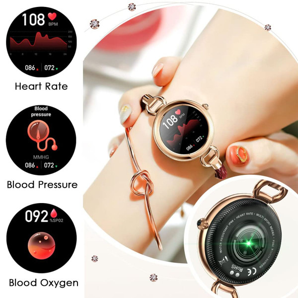 Ladies Smart Watch for Women Full Touchscreen Smartwatch Activity Fitness Tracker Calorie Step Counter,Female Body Monitor Color Silver And White product image