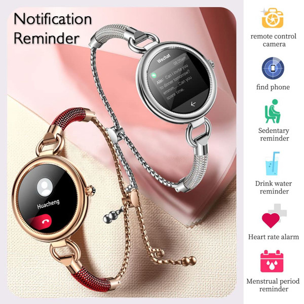 Ladies Smart Watch for Women Full Touchscreen Smartwatch Activity Fitness Tracker Calorie Step Counter,Female Body Monitor Color Silver And White product image