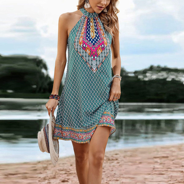 Women's Geo Green Halter Dress product image