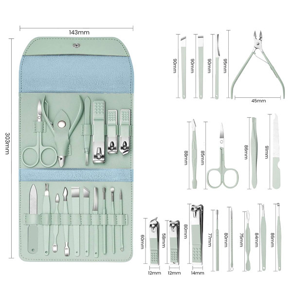 16-Piece Manicure Pedicure Facial Grooming Kit in Leather Case (2-Pack) product image