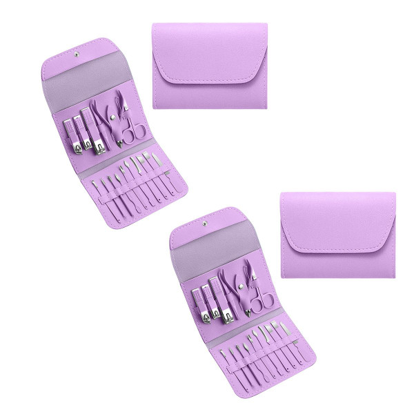 16-Piece Manicure Pedicure Facial Grooming Kit in Leather Case (2-Pack) product image