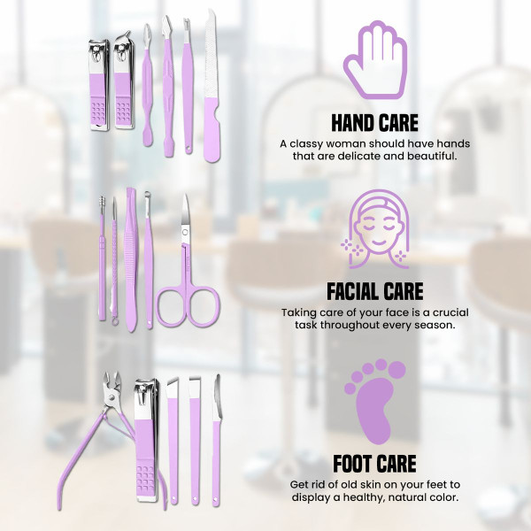 16-Piece Manicure Pedicure Facial Grooming Kit in Leather Case (2-Pack) product image