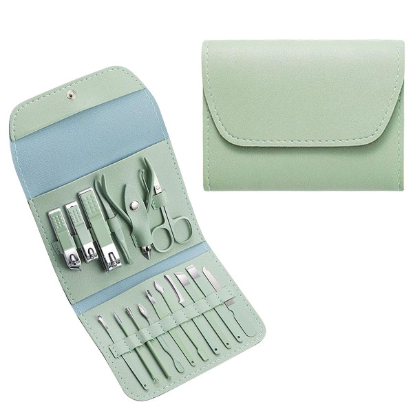16-Piece Manicure Pedicure Facial Grooming Kit in Leather Case (2-Pack) product image