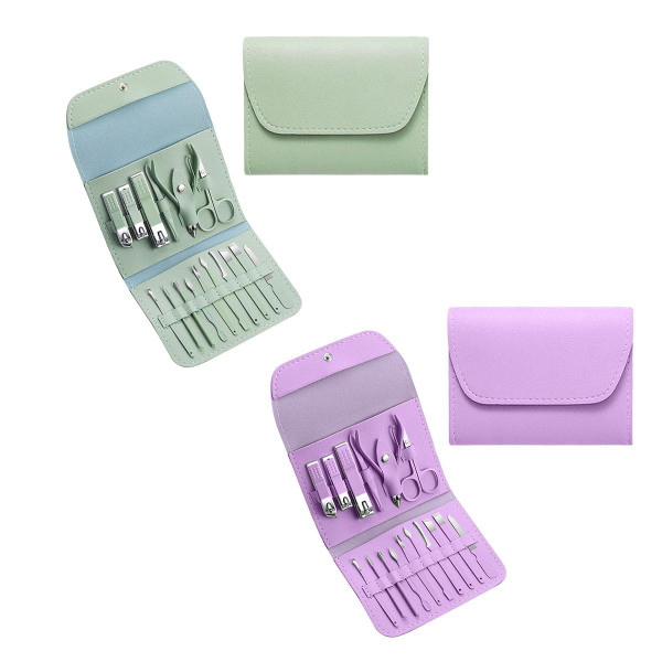 16-Piece Manicure Pedicure Facial Grooming Kit in Leather Case (2-Pack) product image