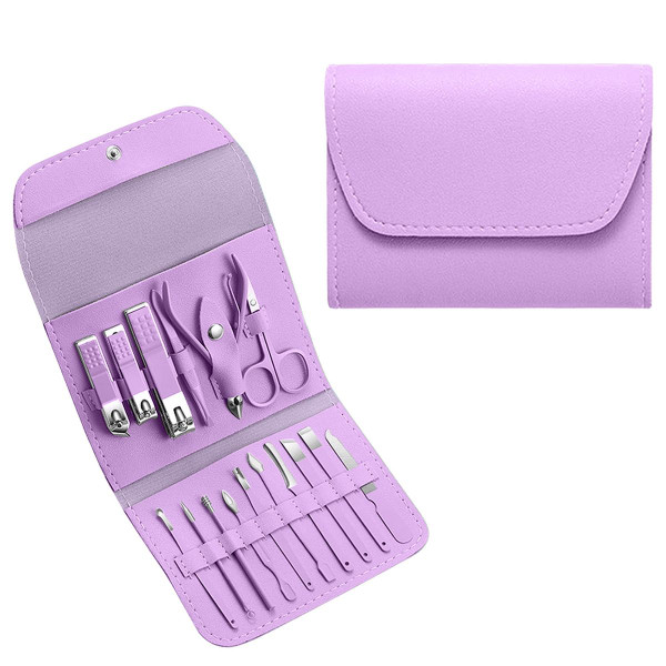 16-Piece Manicure Pedicure Facial Grooming Kit in Leather Case (2-Pack) product image