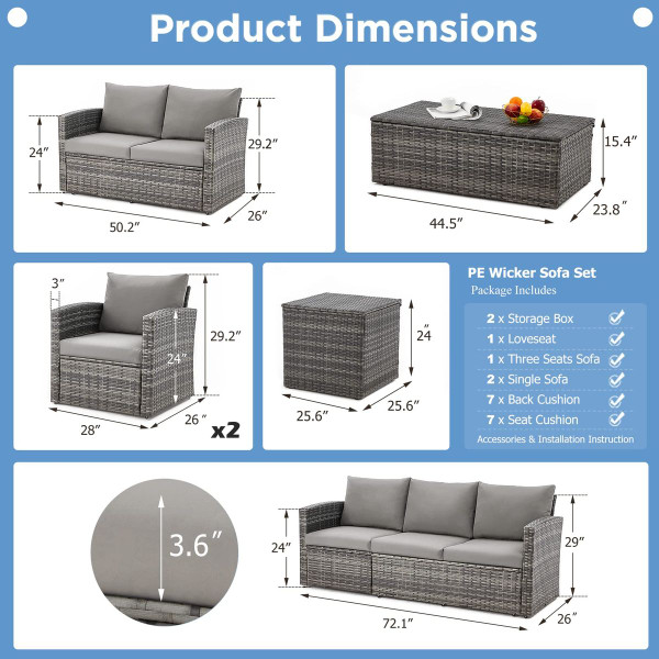 Outdoor Rattan 7-Piece Conversation Set product image