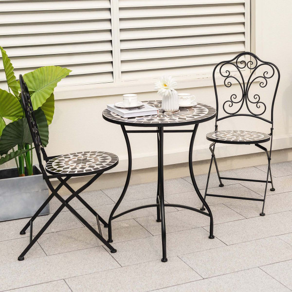 3-Piece Patio Bistro Set with Round Table & 2 Folding Chairs product image 3-Piece Patio Bistro Set with Round Table & 2 Folding Chairs product image