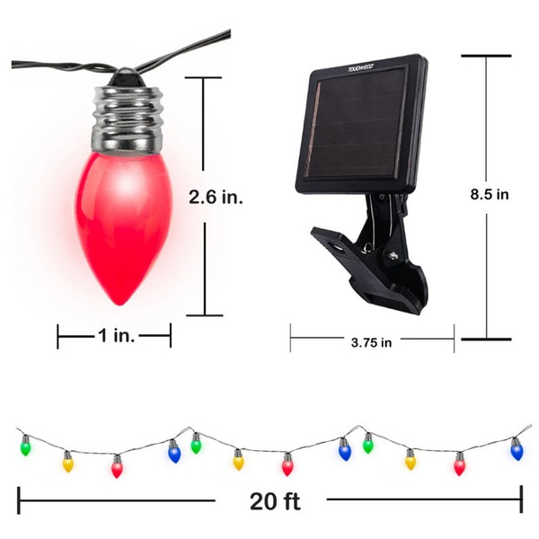Solar Multicolor 12-LED Bulb Christmas Holiday String Light product image
