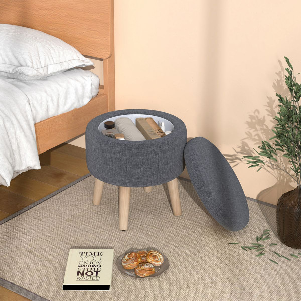Costway Round Storage Ottoman with Tray product image
