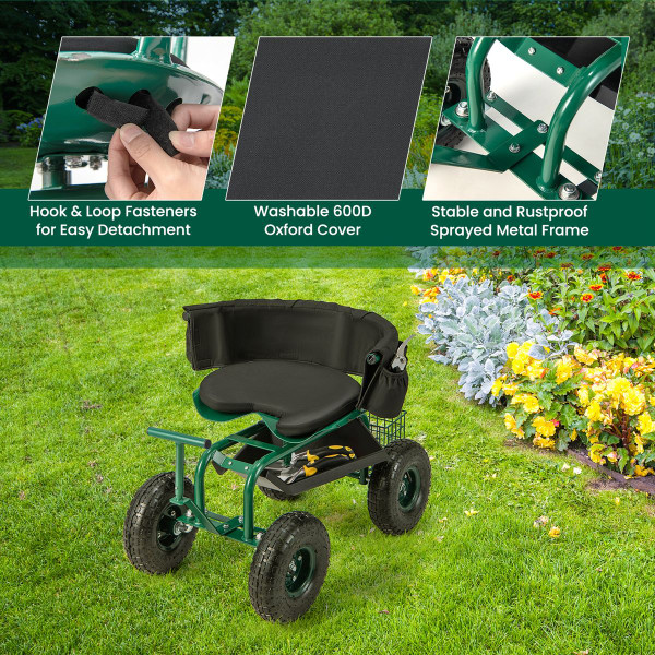 Costway Rolling Garden Workseat Cart product image