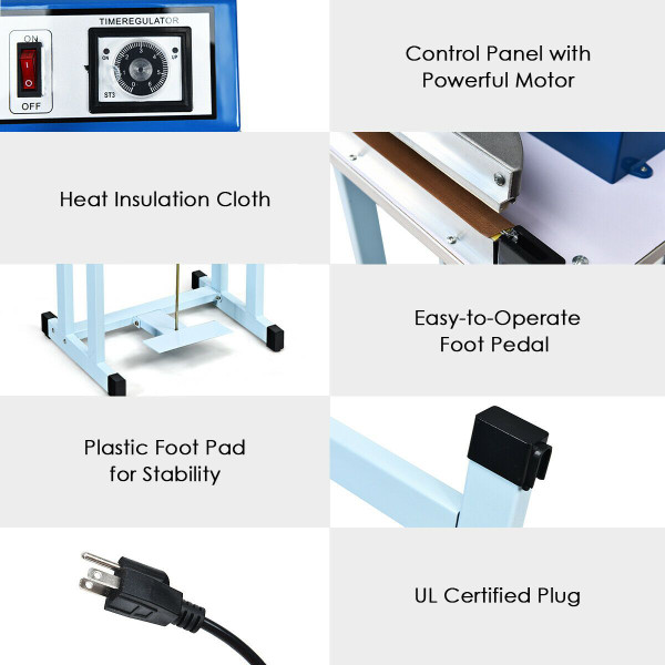 110V 12-Inch Foot Pedal Impulse Sealer Machine with Cutter product image