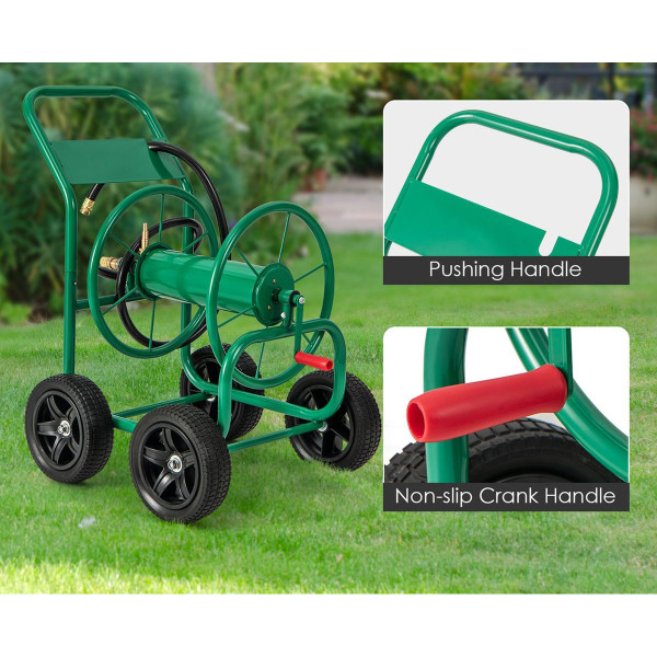 Garden Water Hose Reel Cart with 4 Wheels and Non-slip Grip product image