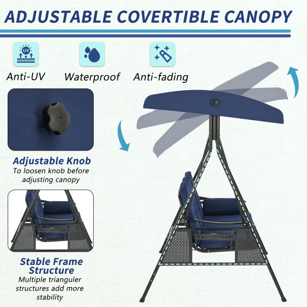 Outdoor Patio Swing Chair with Adjustable Canopy product image