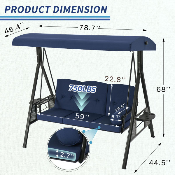 Outdoor Patio Swing Chair with Adjustable Canopy product image