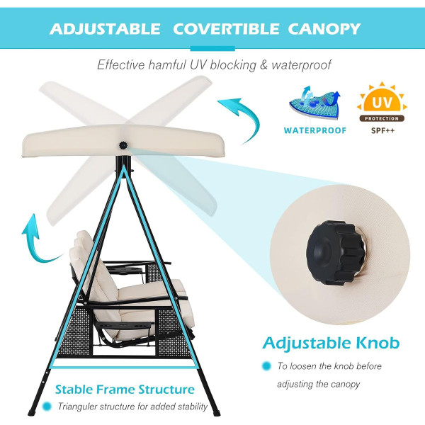 Outdoor Patio Swing Chair with Adjustable Canopy product image