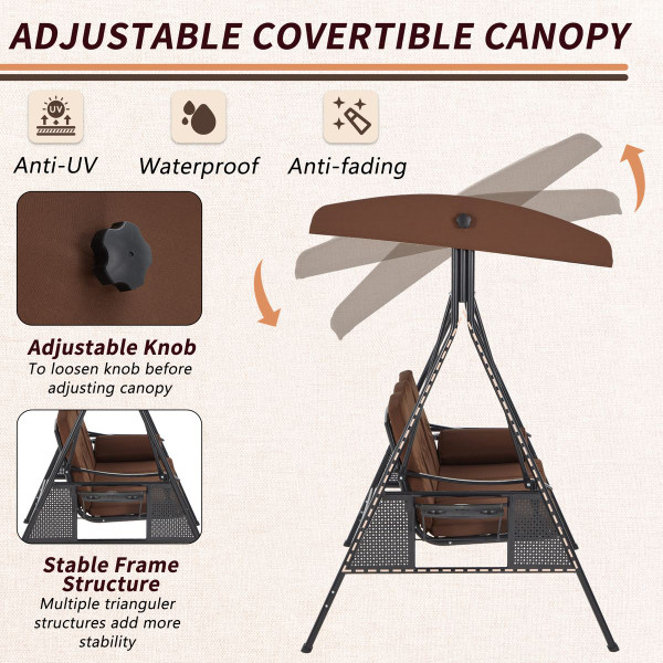 Outdoor Patio Swing Chair with Adjustable Canopy product image