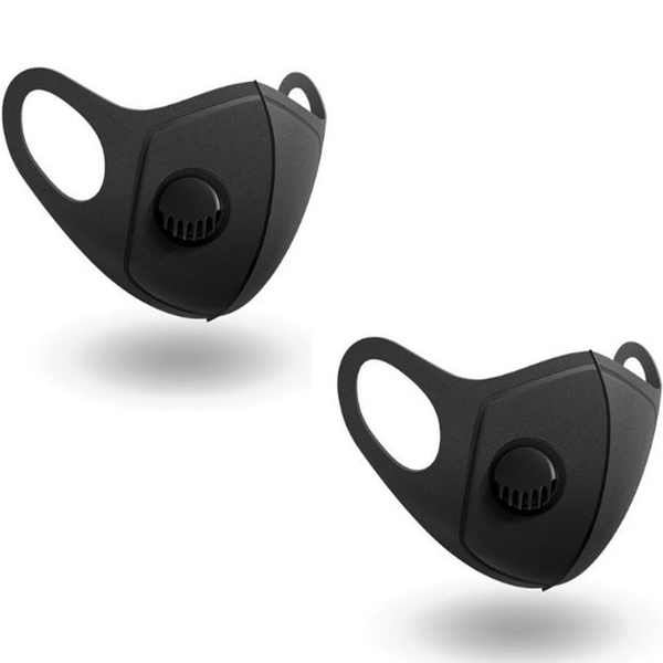 Black Washable Face Mask with Breathing Valve (2-Pack) product image