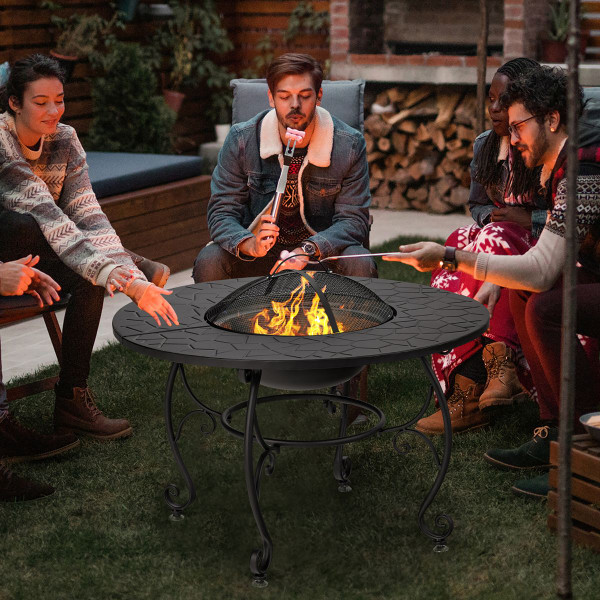 35.5-Inch Patio Fire Pit Dining Table with Cooking BBQ Grate product image