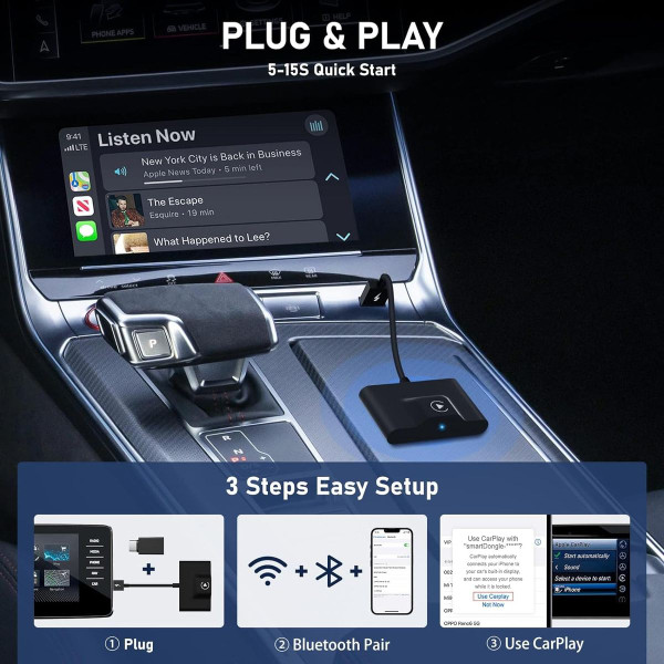 Teeran™ CarPlay Wireless Adapter for Wired CarPlay product image