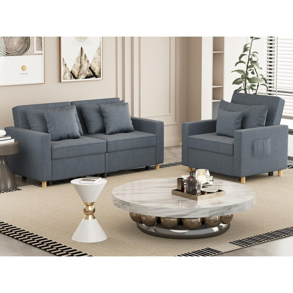 YODOLLA 3-in-1 Convertible Sleeper Loveseat product image