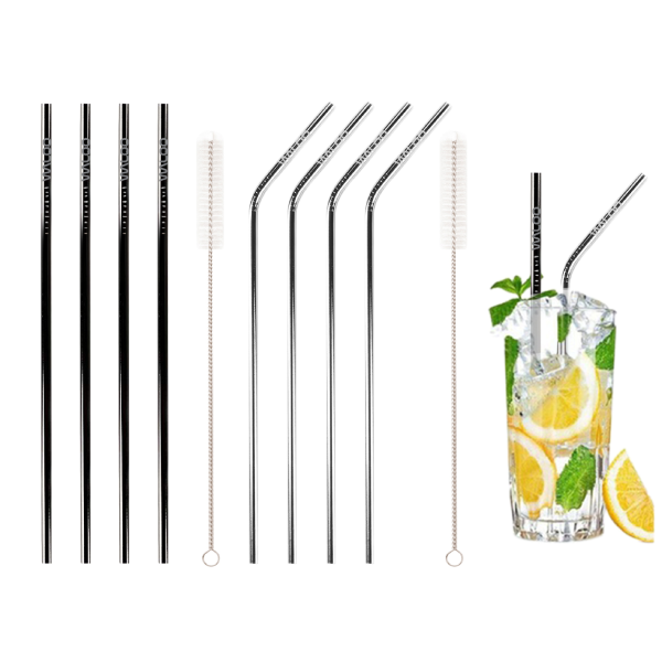 8.5 Bent Stainless Steel Straw (4 pack)