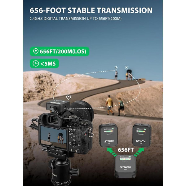 SYNCO Wireless Lavalier Microphone with 2.4G Dual Transmitter product image