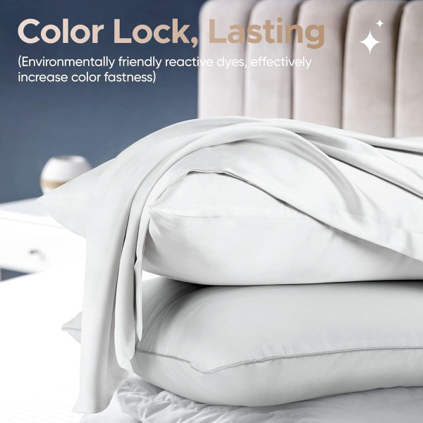 1Pcs 100% Pure Mulberry Silk Pillowcase for Hair and Skin, Allergen Resistant Dual Sides, 600 Thread Count Silk Bed Pillow Cases with Hidden Zipper, Standard Size,51 x 66 cm, White product image