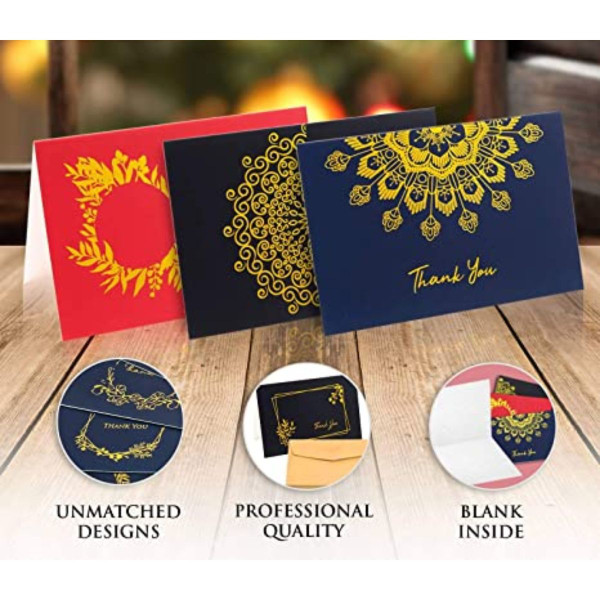 120 Thank You Blank Cards and Designed Envelopes Note Cards product image