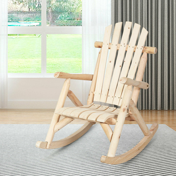 Wood Single Porch Rocker Lounge Patio Rocking Chair product image