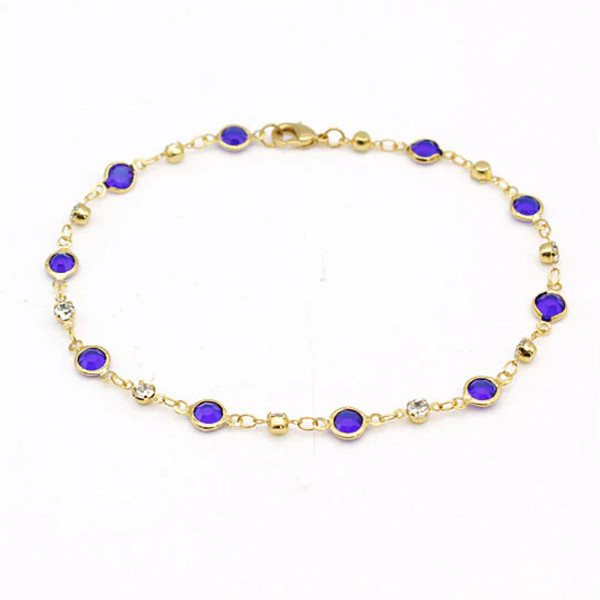 10-Inch 18K-Gold-Filled Blue Crystal Anklet product image