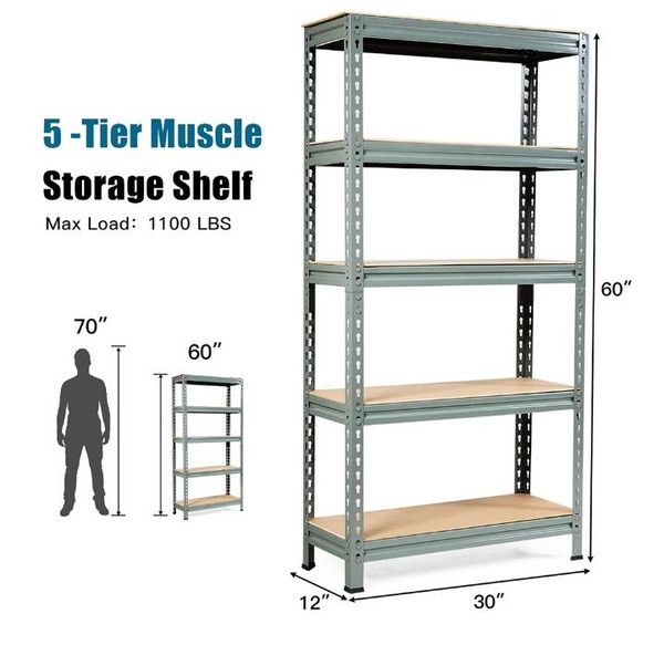 Adjustable 60-inch Metal 5-Tier Storage Shelves (Set of 2) product image