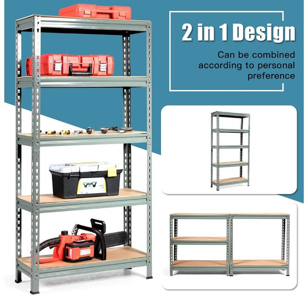 Adjustable 60-inch Metal 5-Tier Storage Shelves (Set of 2) product image