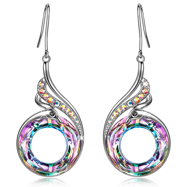 Circular Austrian Crystal Pavé Dangling Silver-Plated Earrings product image
