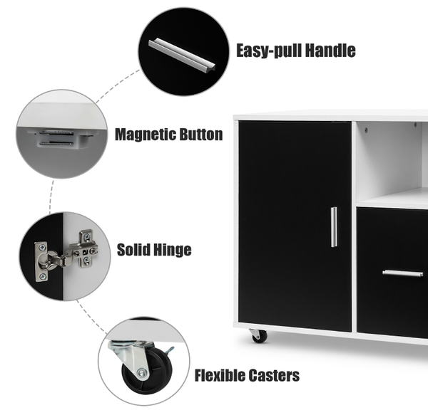 White and Black Rolling Lateral File Cabinet product image