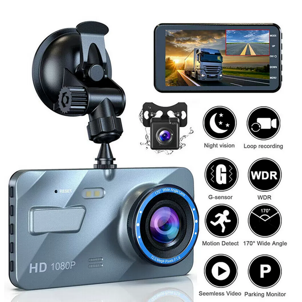 4" 1080P Dual Lens Car DVR Recorder with Front and Rear Camera product image