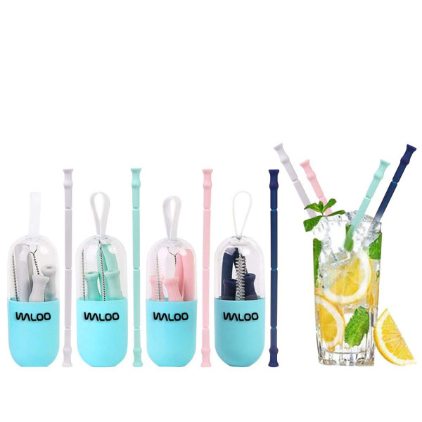 Waloo Reusable Silicone Drinking Straw with Case (4-Pack) product image