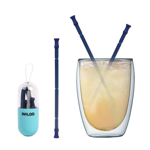 Waloo Reusable Silicone Drinking Straw with Case (4-Pack) product image