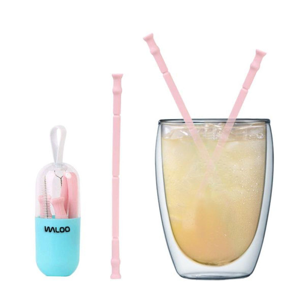 Waloo Reusable Silicone Drinking Straw with Case (4-Pack) product image