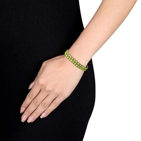 6-7mm Pistachio Pearl Double-Row Elastic Bracelet product image
